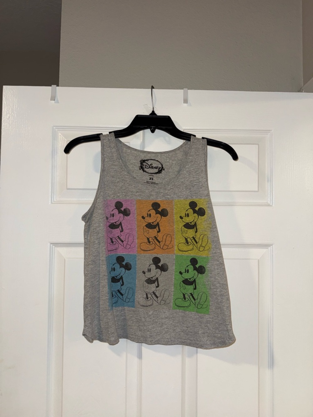 Disney Gray Mickey Mouse Colorful Neon Colorblock Tank Top - Size XS 🩷